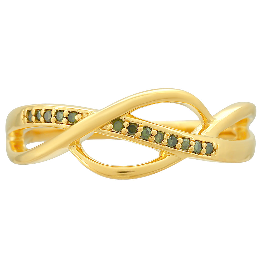 Goldplattierter Silberring mit grünem Diamant 1 