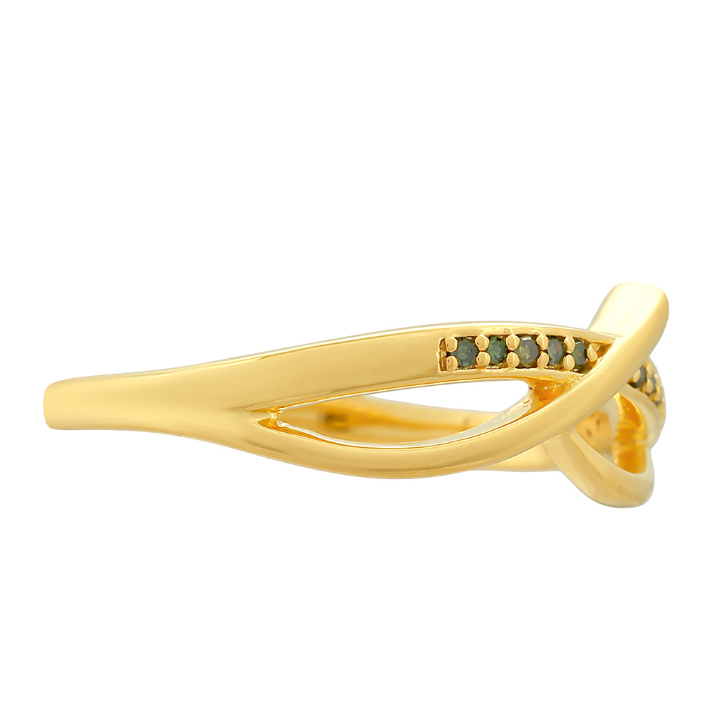 Goldplattierter Silberring mit grünem Diamant 2 