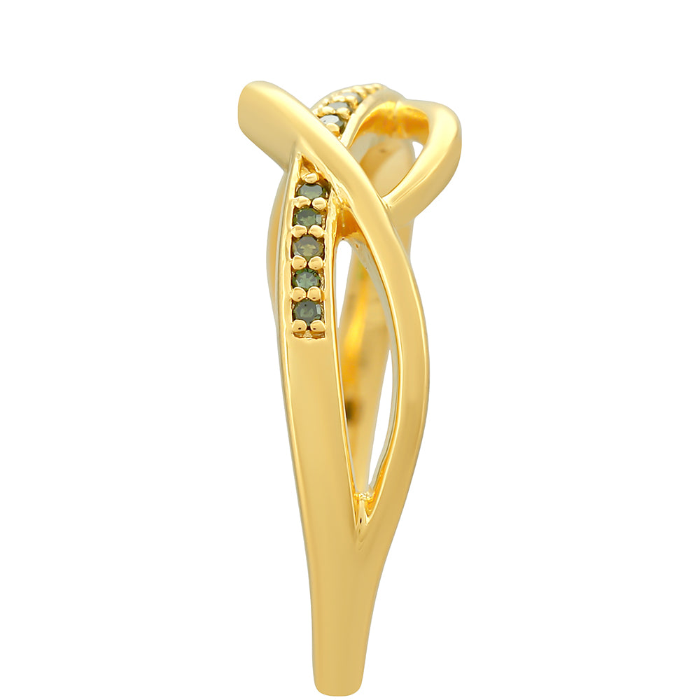 Goldplattierter Silberring mit grünem Diamant 3 