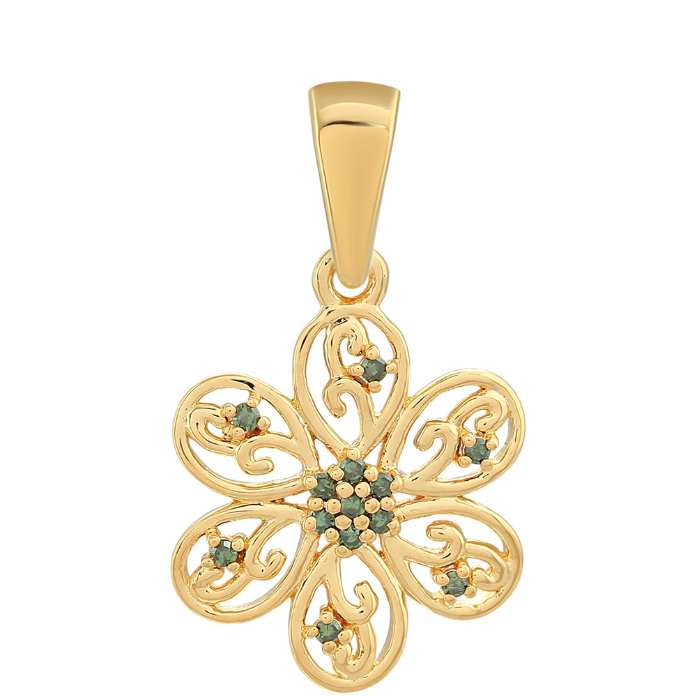 Goldplattierter Silberanhänger mit grünem Diamant