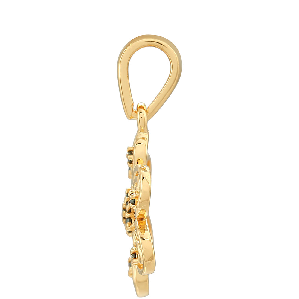 Goldplattierter Silberanhänger mit grünem Diamant 2 