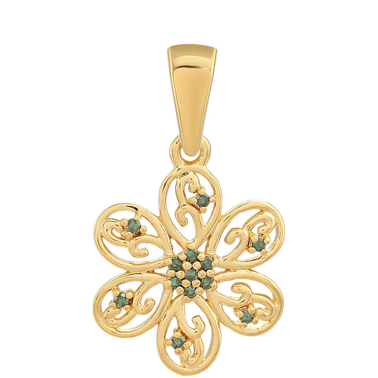 Goldplattierter Silberanhänger mit grünem Diamant