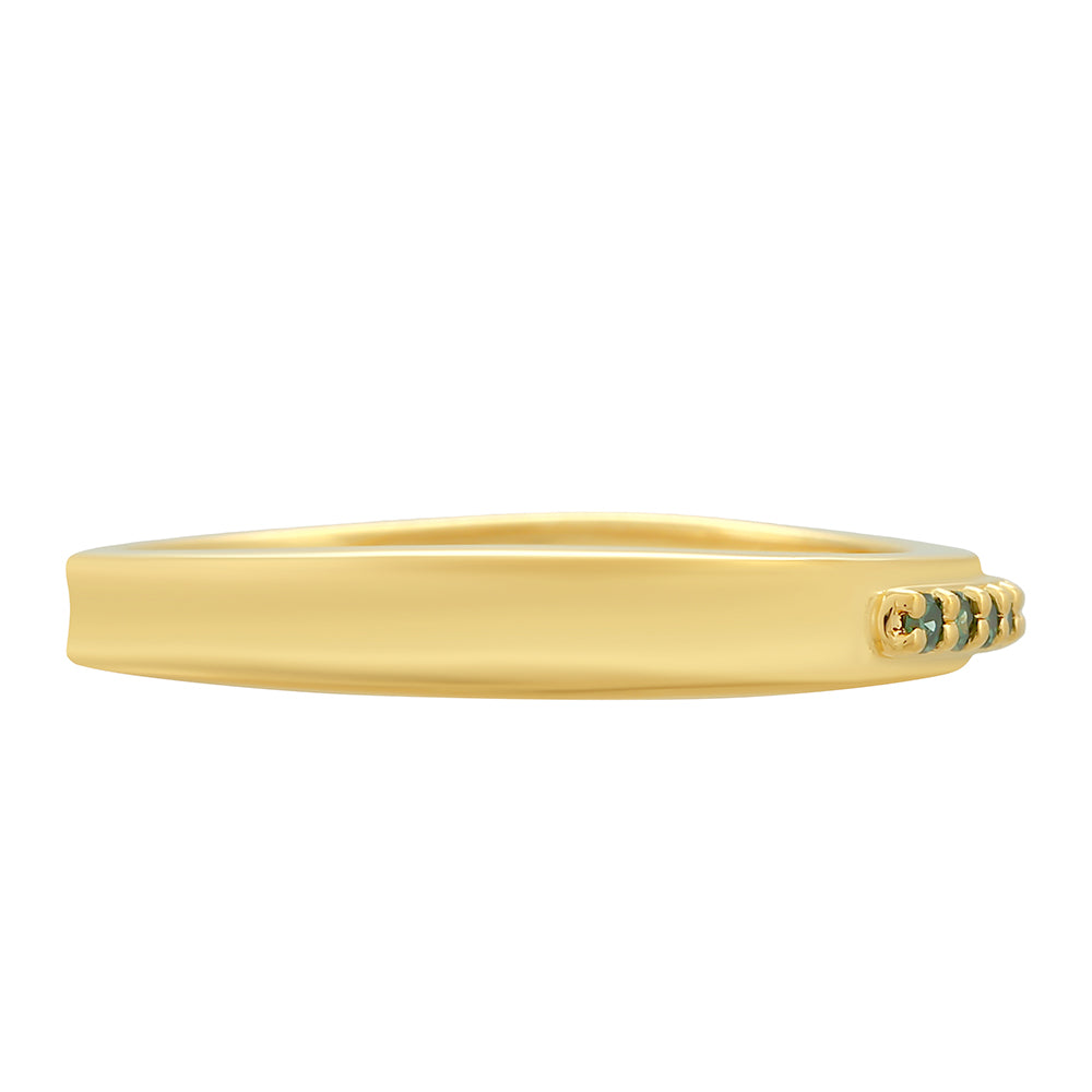Goldplattierter Silberring mit grünem Diamant 2 