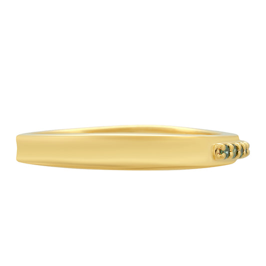 Goldplattierter Silberring mit grünem Diamant