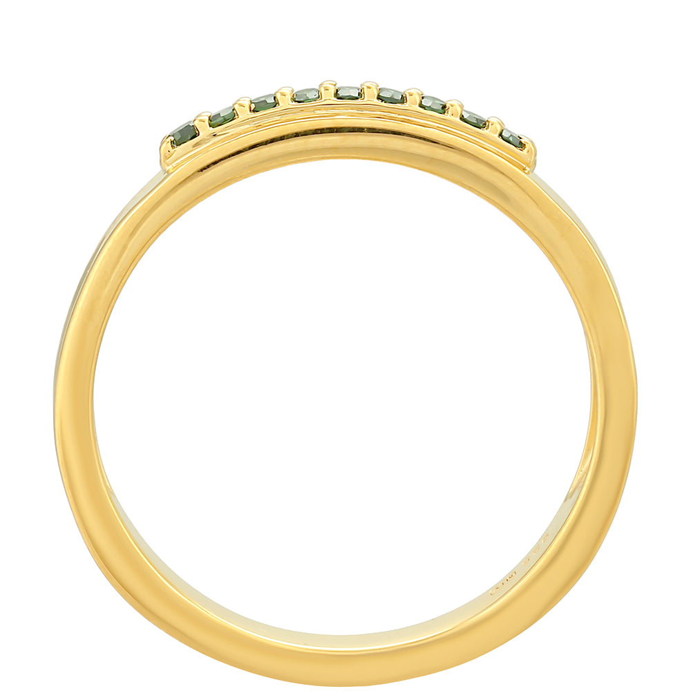 Goldplattierter Silberring mit grünem Diamant 4 