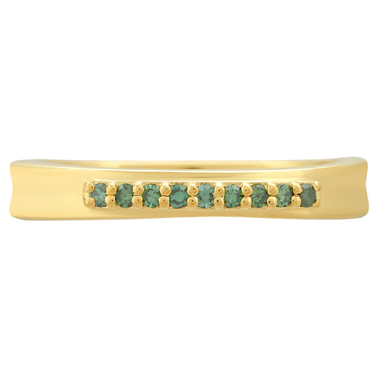 Goldplattierter Silberring mit grünem Diamant