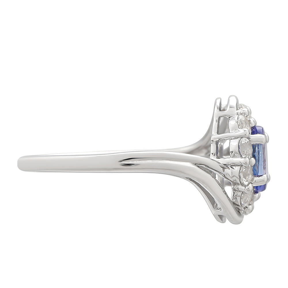 Silberring mit Tansanit - Klasse AAA und weißem Topas 2 