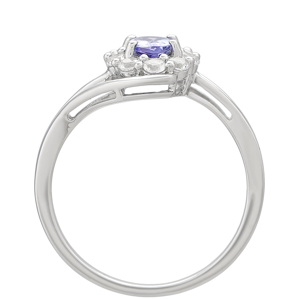 Silberring mit Tansanit - Klasse AAA und weißem Topas 4 