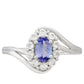Silberring mit Tansanit - Klasse AAA und weißem Topas