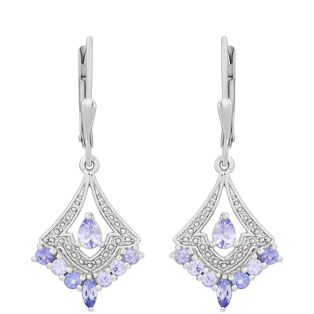 Silberohrringe mit Tansanit - Klasse AAA