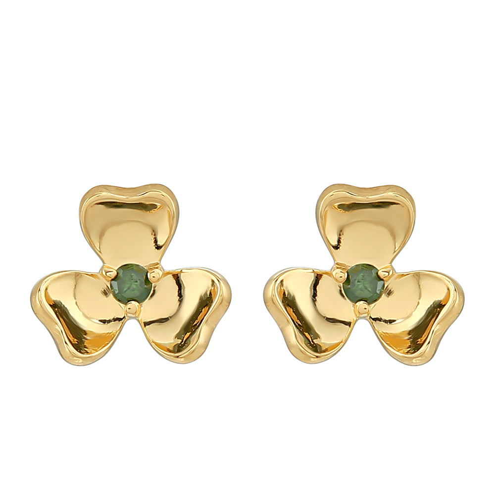 Goldplattierte Silberohrringe mit grünem Diamant 1 