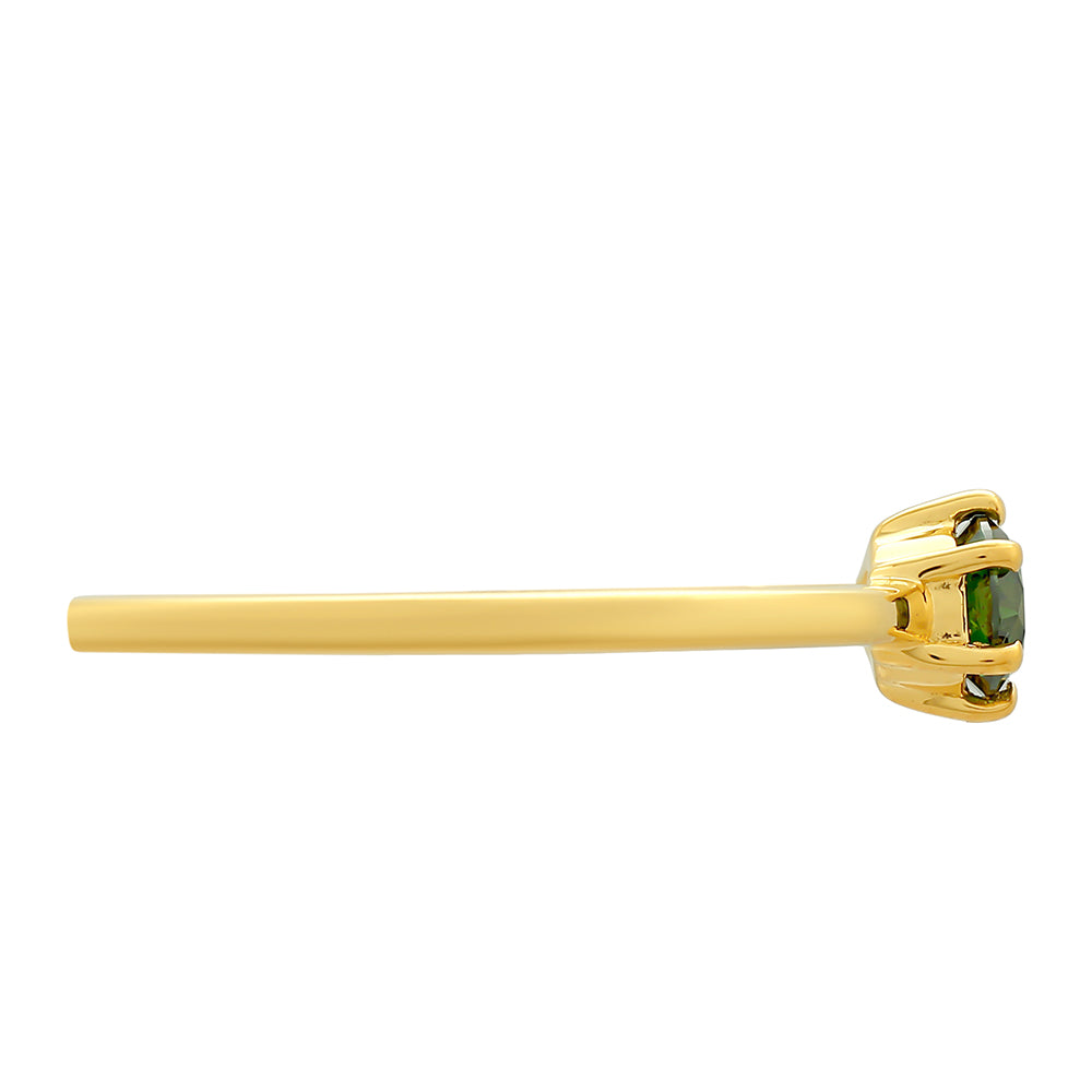 Goldplattierter Silberring mit grünem Diamant 2 