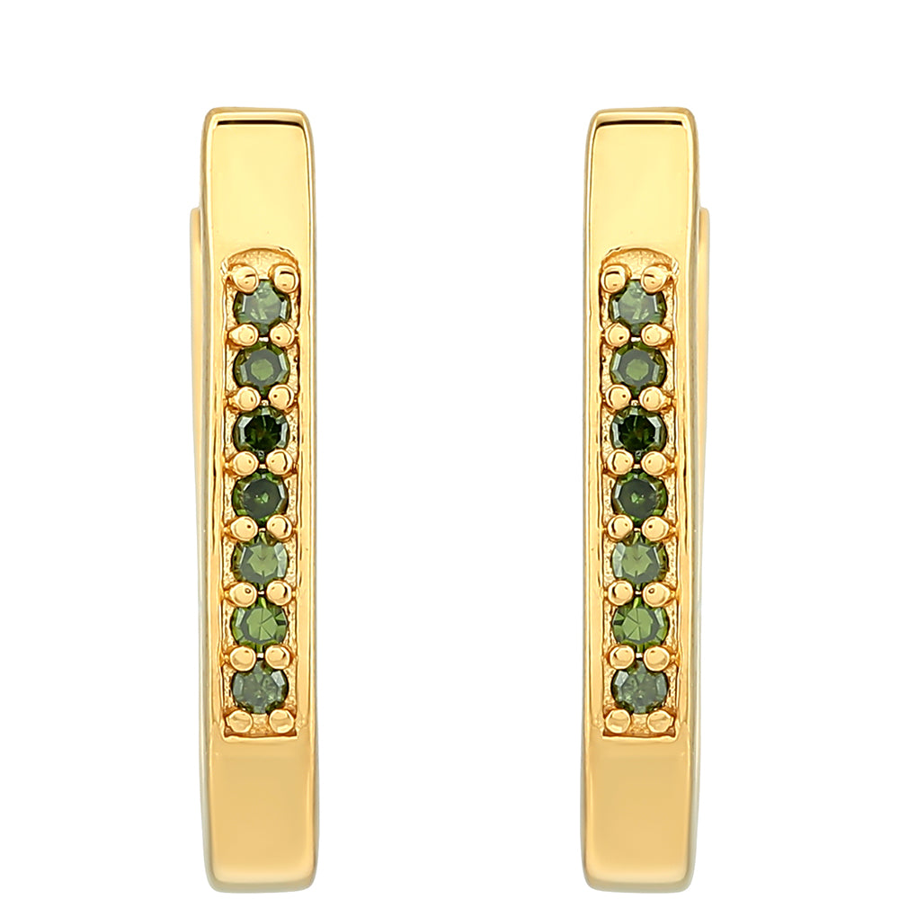 Goldplattierte Silberohrringe mit grünem Diamant 1 