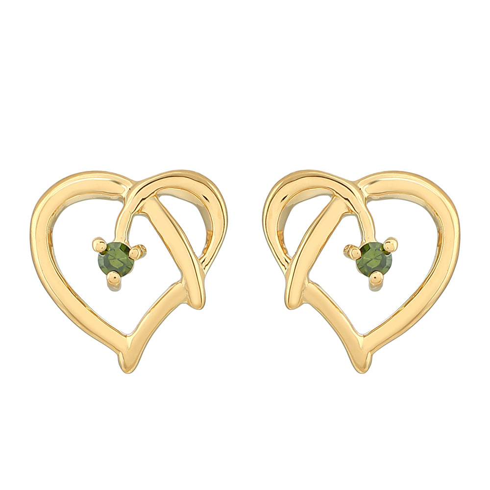Goldplattierte Silberohrringe mit grünem Diamant 1 
