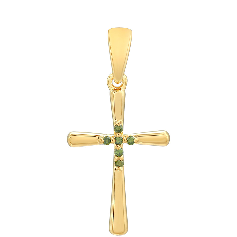 Goldplattierter Silberanhänger mit grünem Diamant 1 