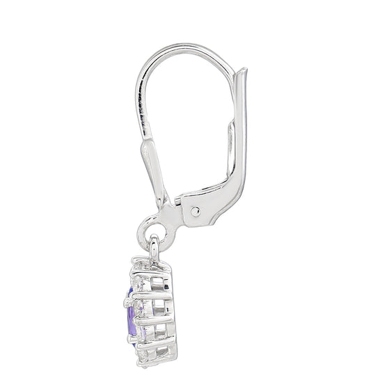 Silberohrringe mit Tansanit - Klasse AAA und weißem Topas