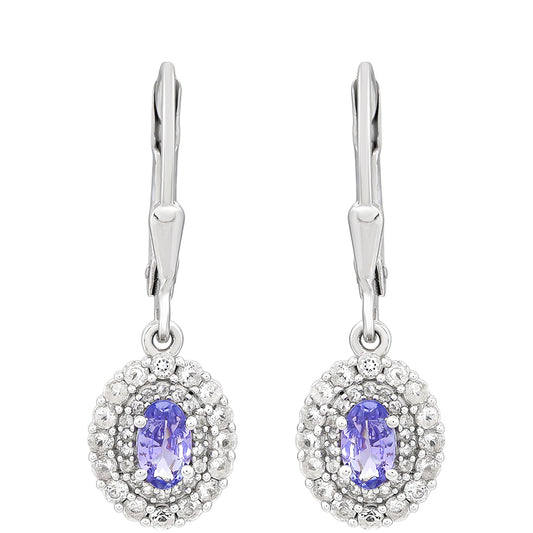 Silberohrringe mit Tansanit - Klasse AAA und weißem Topas