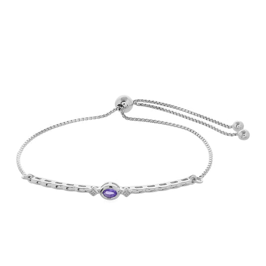 Silberarmband mit Tansanit - Klasse AAA und weißem Topas