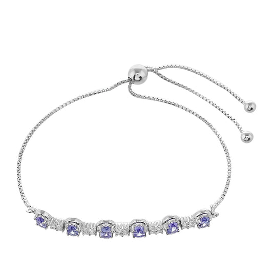 Silberarmband mit Tansanit - Klasse AAA und weißem Topas