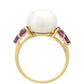 Goldring mit Amethyst und weißer Süßwasserperle