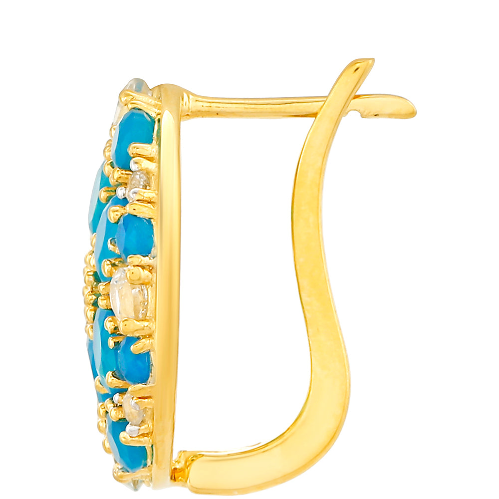 Goldplattierte Silberohrringe mit äthiopischem Paraiba-Blauopal und weißem Topas 2 