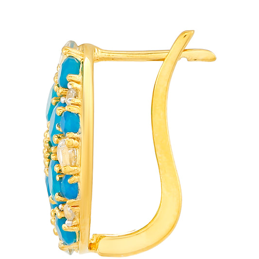 Goldplattierte Silberohrringe mit äthiopischem Paraiba-Blauopal und weißem Topas