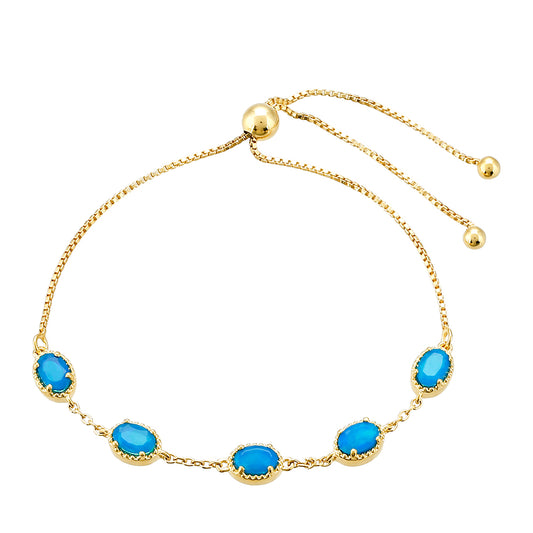 Goldplattiertes Silberarmband mit äthiopischem Paraiba-Blauopal