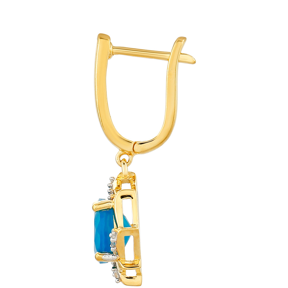 Goldplattierte Silberohrringe mit äthiopischem Paraiba-Blauopal und weißem Topas 2 