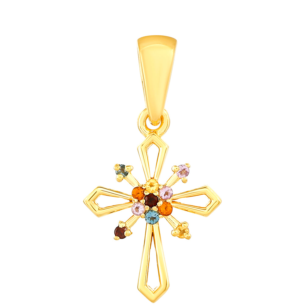 Goldplattierter Silberanhänger mit Amethyst und Citrin aus Madeira