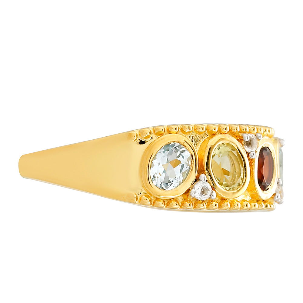 Goldplattierter Silberring mit Granat und Citrin aus Madeira 2 