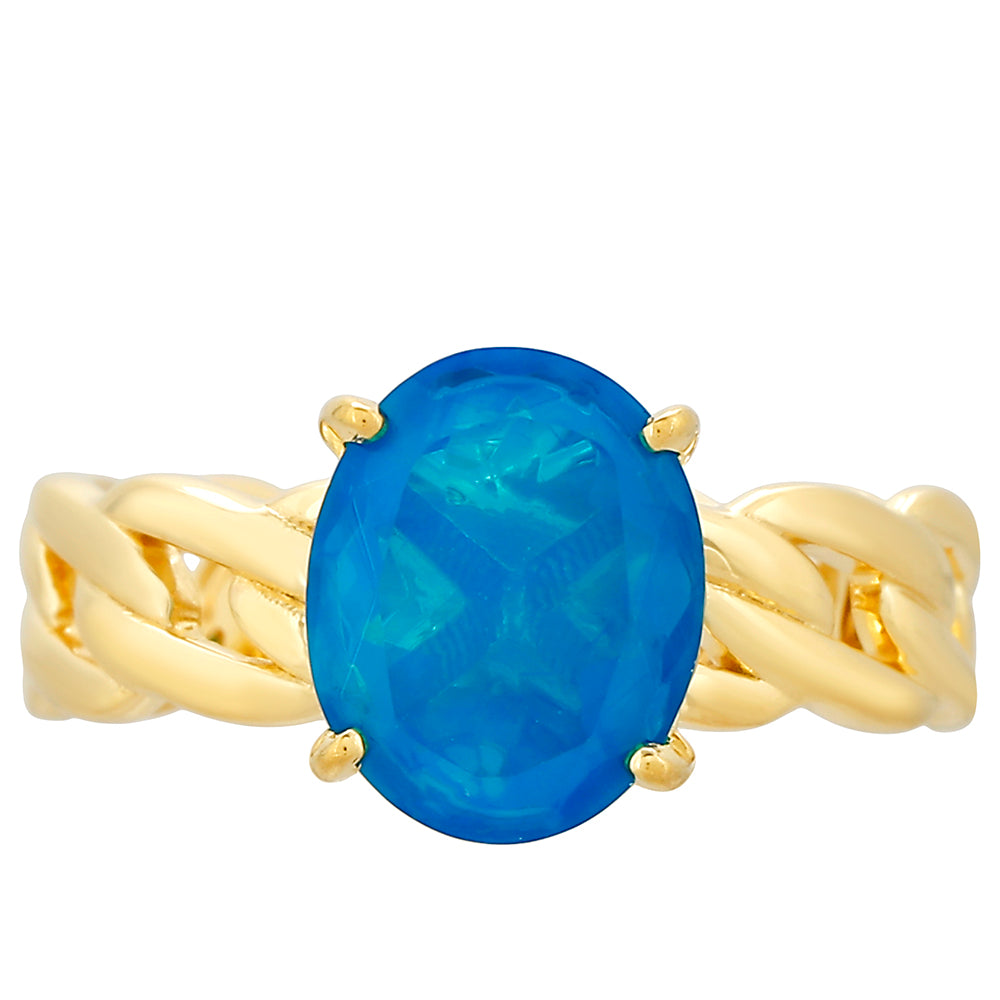 Goldplattierter Silberring mit äthiopischem Paraiba-Blauopal