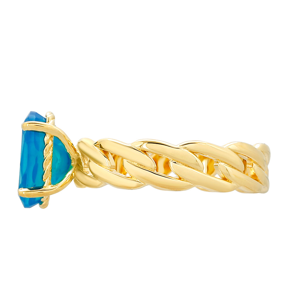 Goldplattierter Silberring mit äthiopischem Paraiba-Blauopal 2 