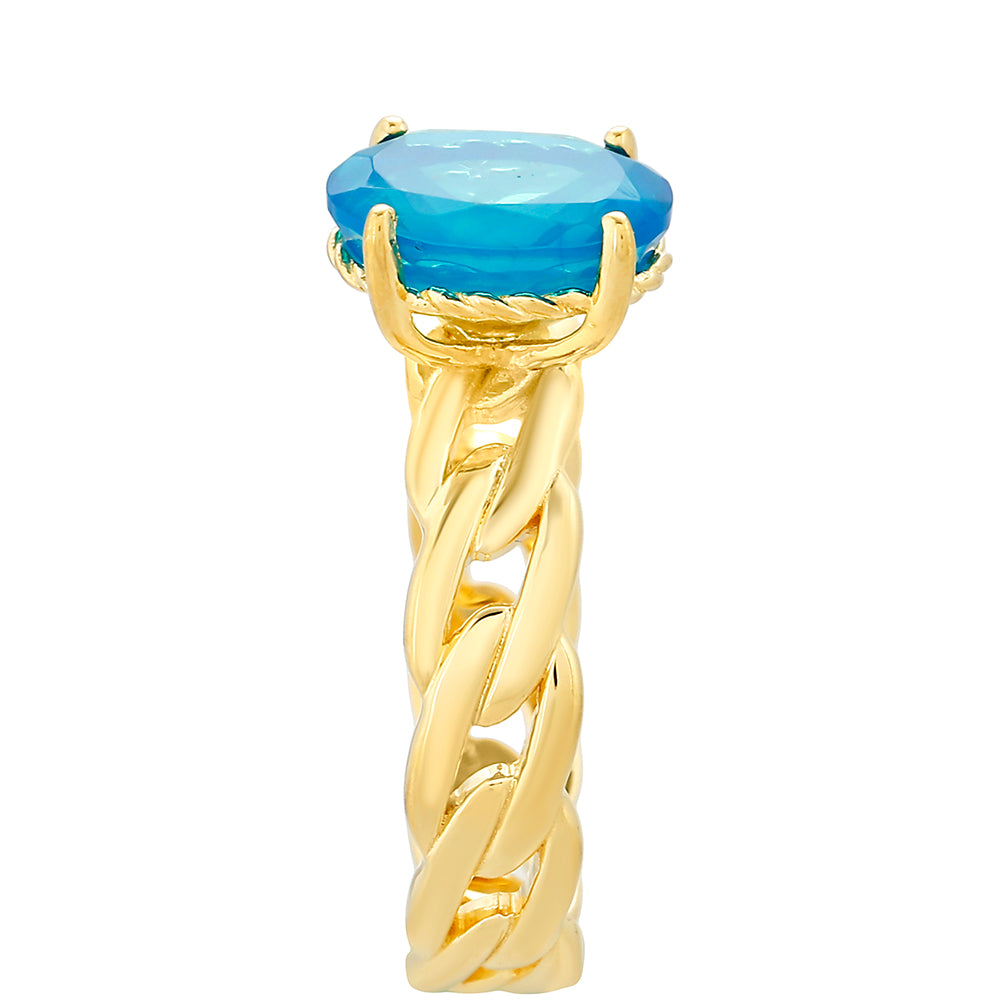 Goldplattierter Silberring mit äthiopischem Paraiba-Blauopal 3 