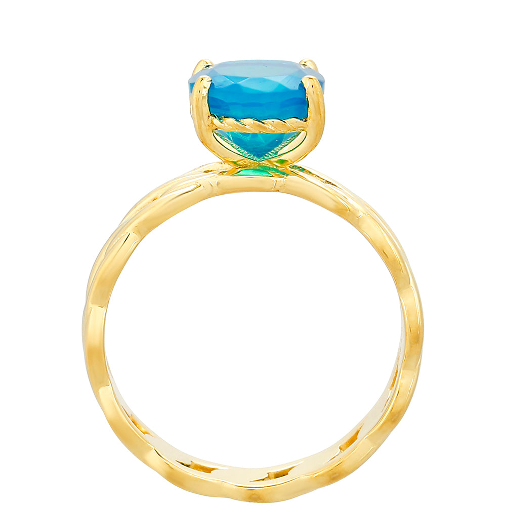 Goldplattierter Silberring mit äthiopischem Paraiba-Blauopal