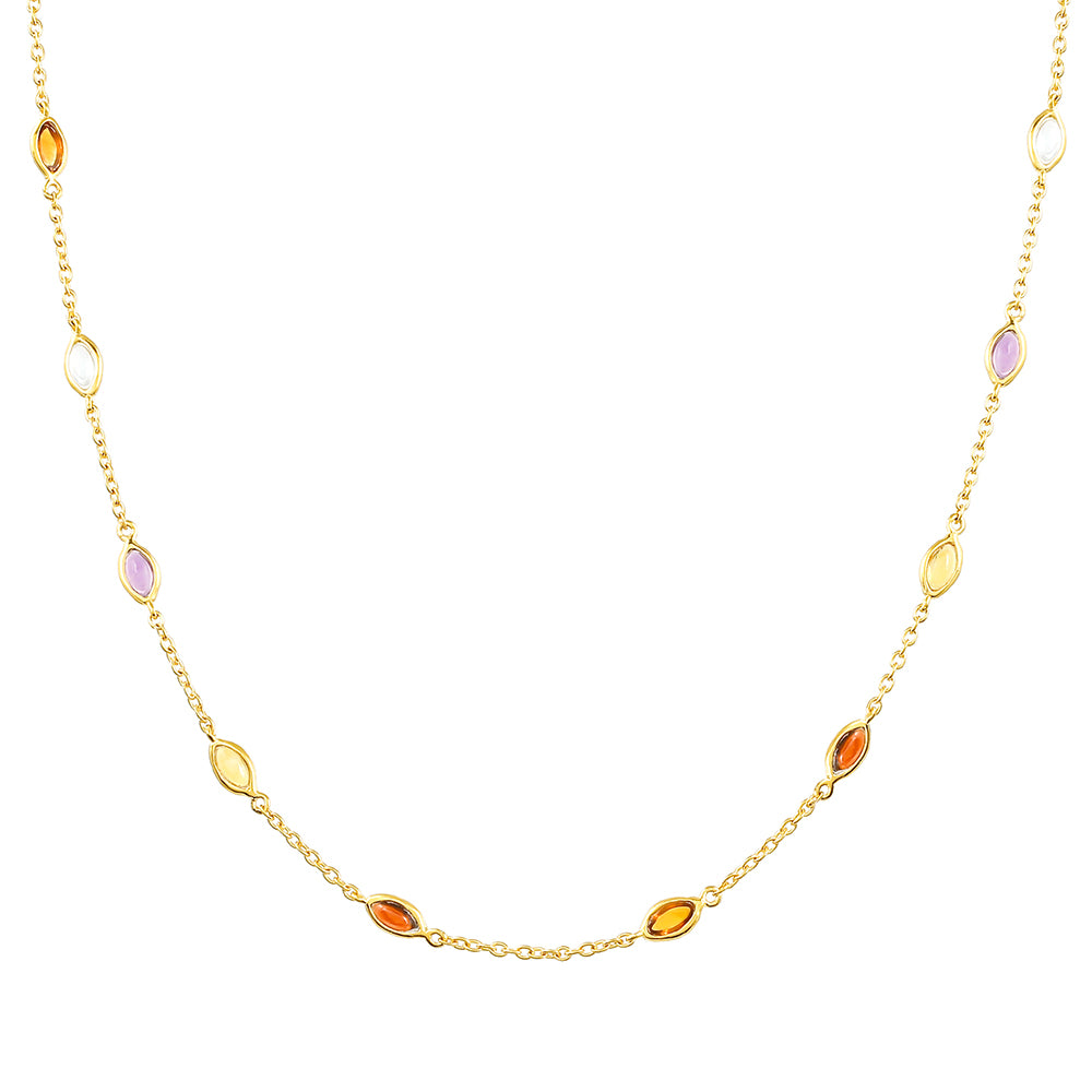 Goldplattierte Silberhalskette mit Amethyst und Citrin aus Madeira