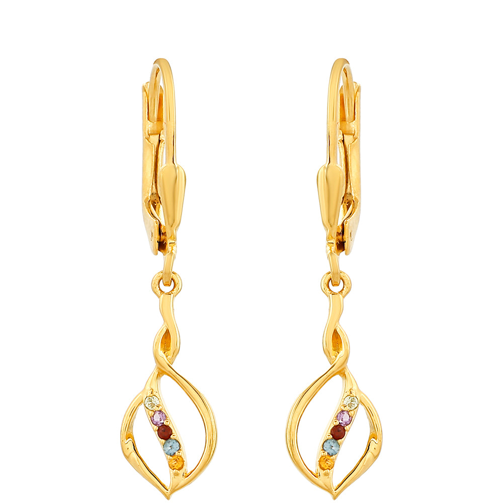 Goldplattierte Silberohrringe mit Amethyst und Zitrin 1 