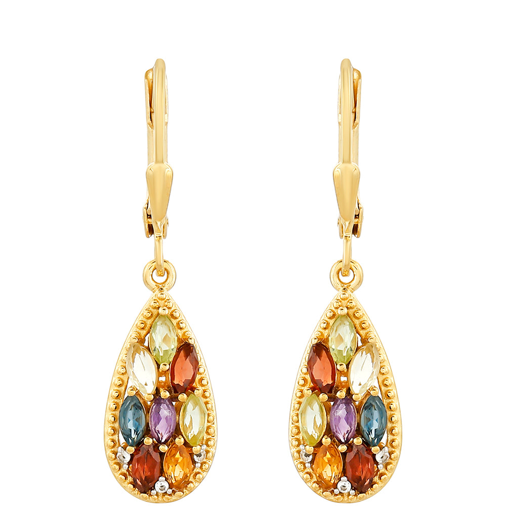 Goldplattierte Silberohrringe mit Amethyst und Zitrin 1 