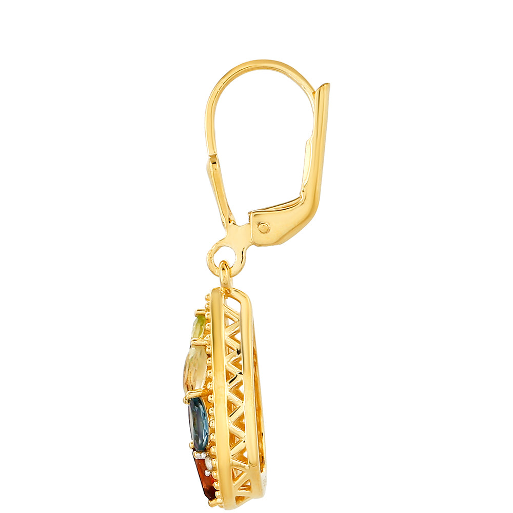 Goldplattierte Silberohrringe mit Amethyst und Zitrin 2 