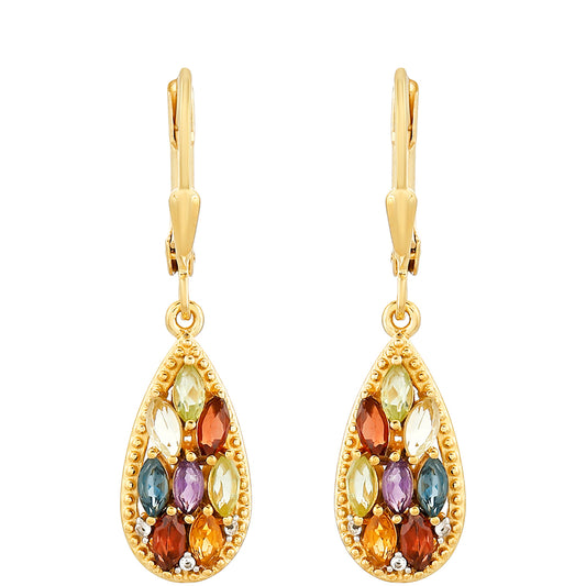 Goldplattierte Silberohrringe mit Amethyst und Zitrin