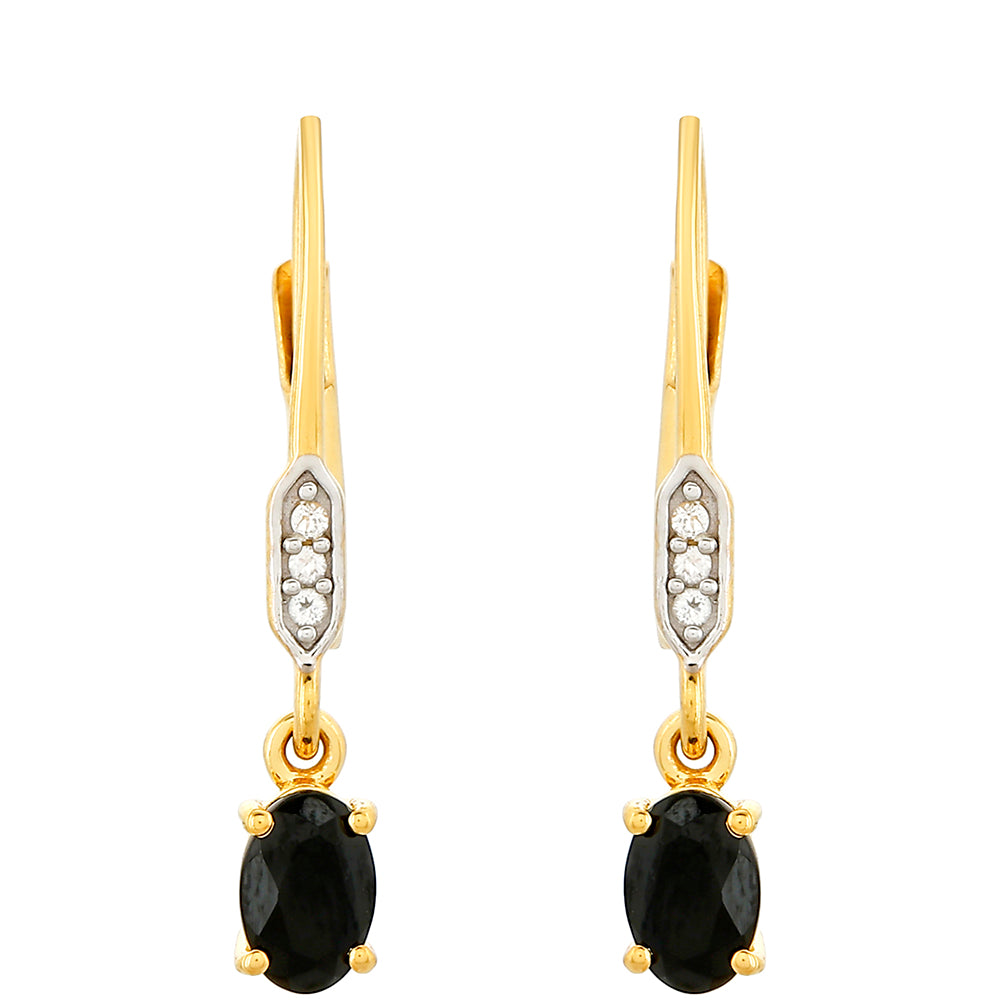 Goldplattierte Silberohrringe mit schwarzem Turmalin und weißem Topas