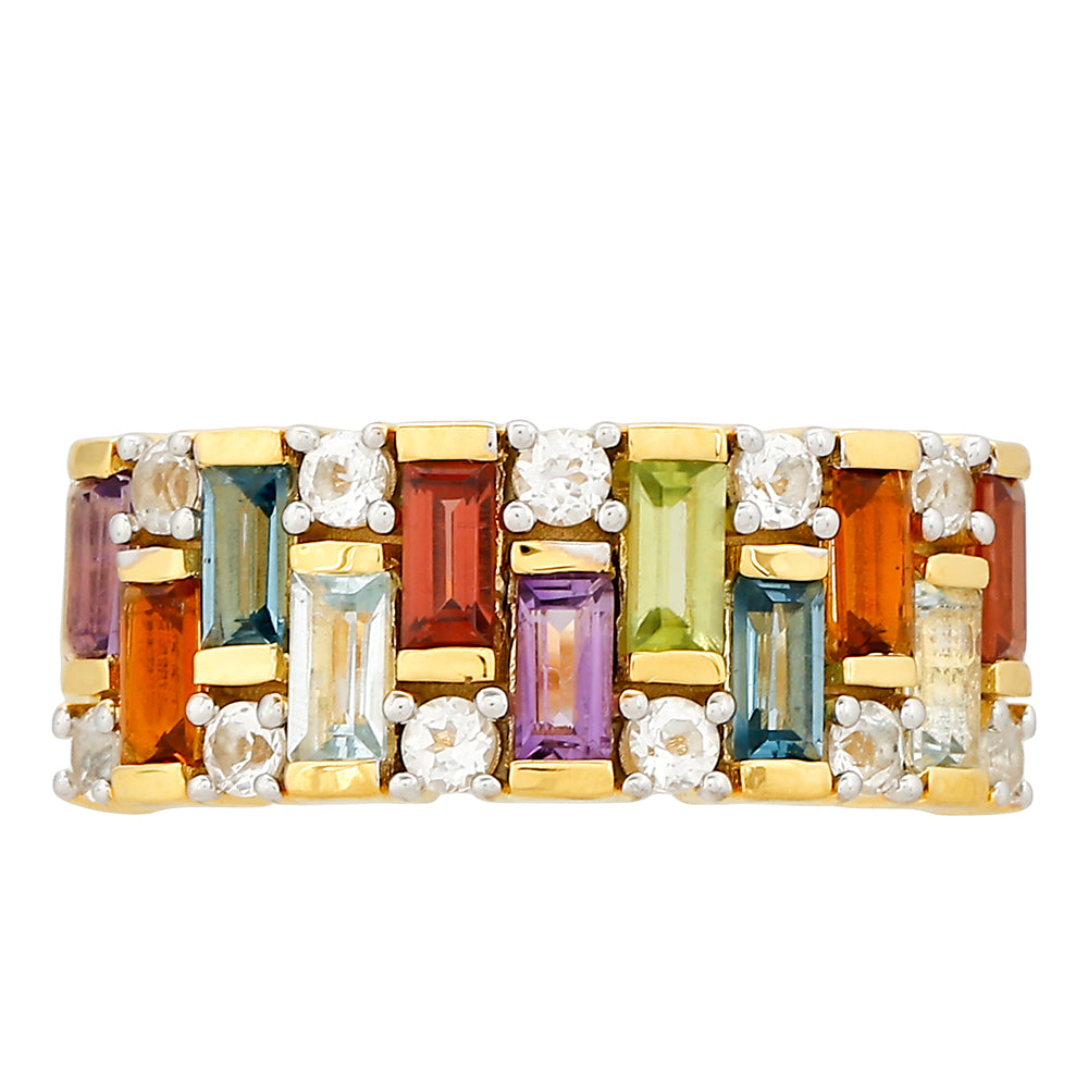 Goldplattierter Silberring mit Amethyst und Zitrin 1 