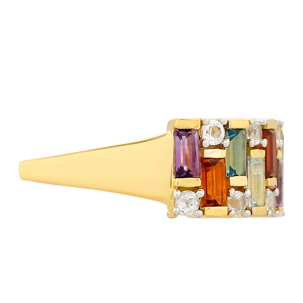 Goldplattierter Silberring mit Amethyst und Zitrin 2 