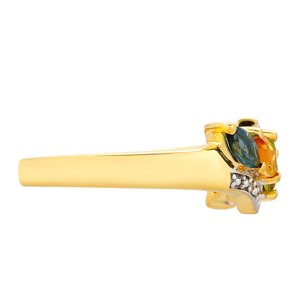 Goldplattierter Silberring mit Tansanit und Zitrin 2 