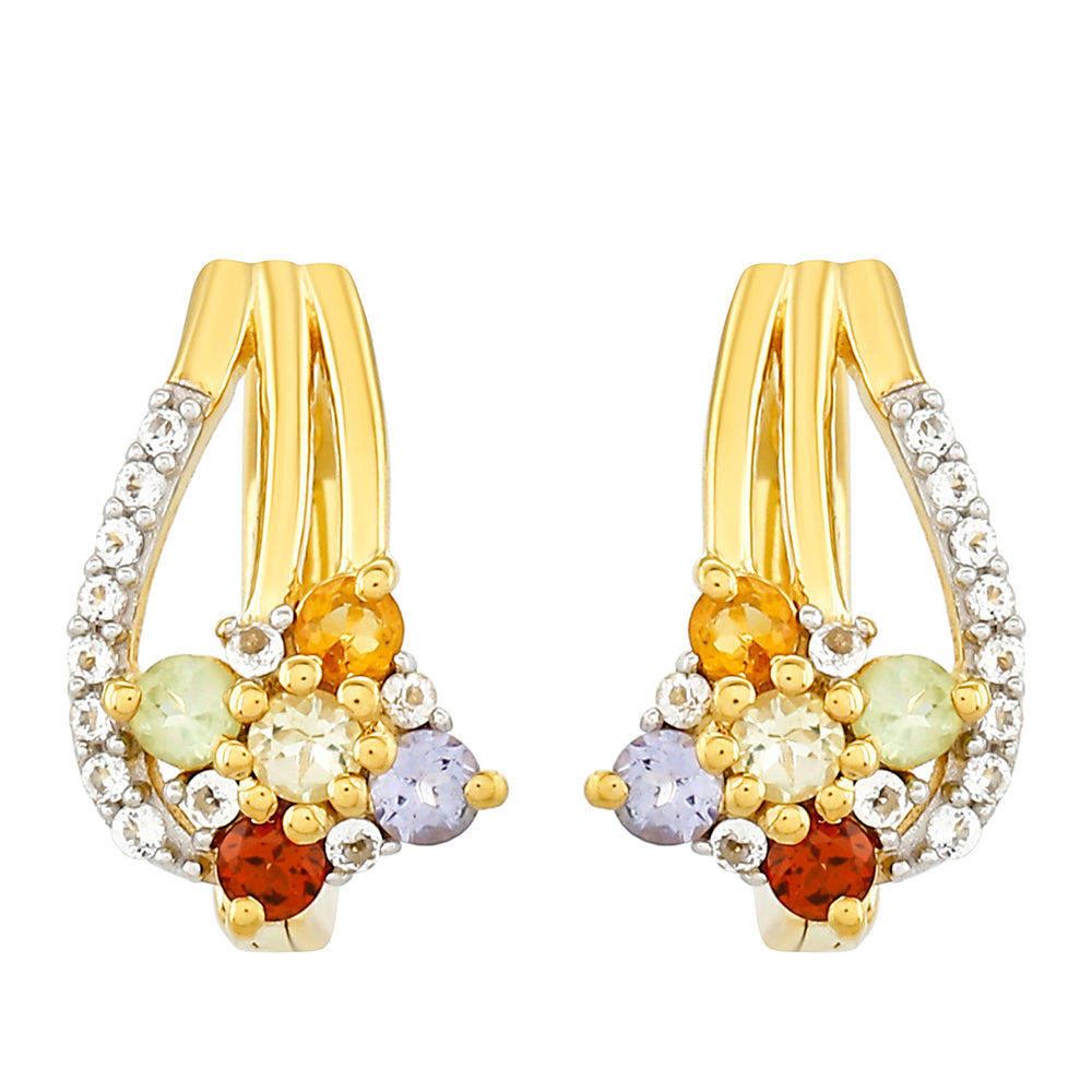 Goldplattierte Silberohrringe mit Tansanit und Zitrin 1 