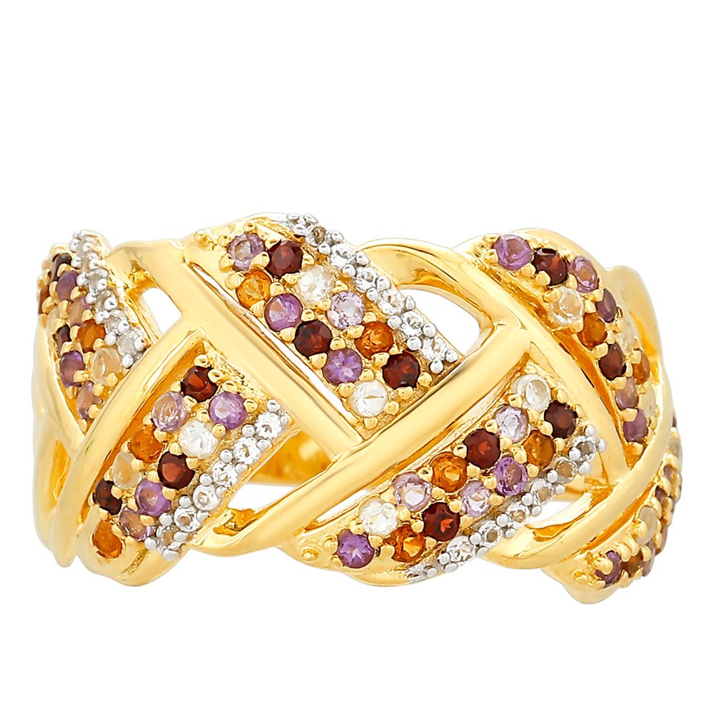Goldplattierter Silberring mit Amethyst und Citrin aus Madeira 1 