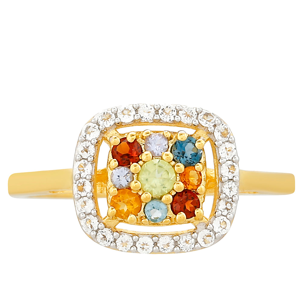 Goldplattierter Silberring mit Tansanit und Citrin aus Madeira 1 