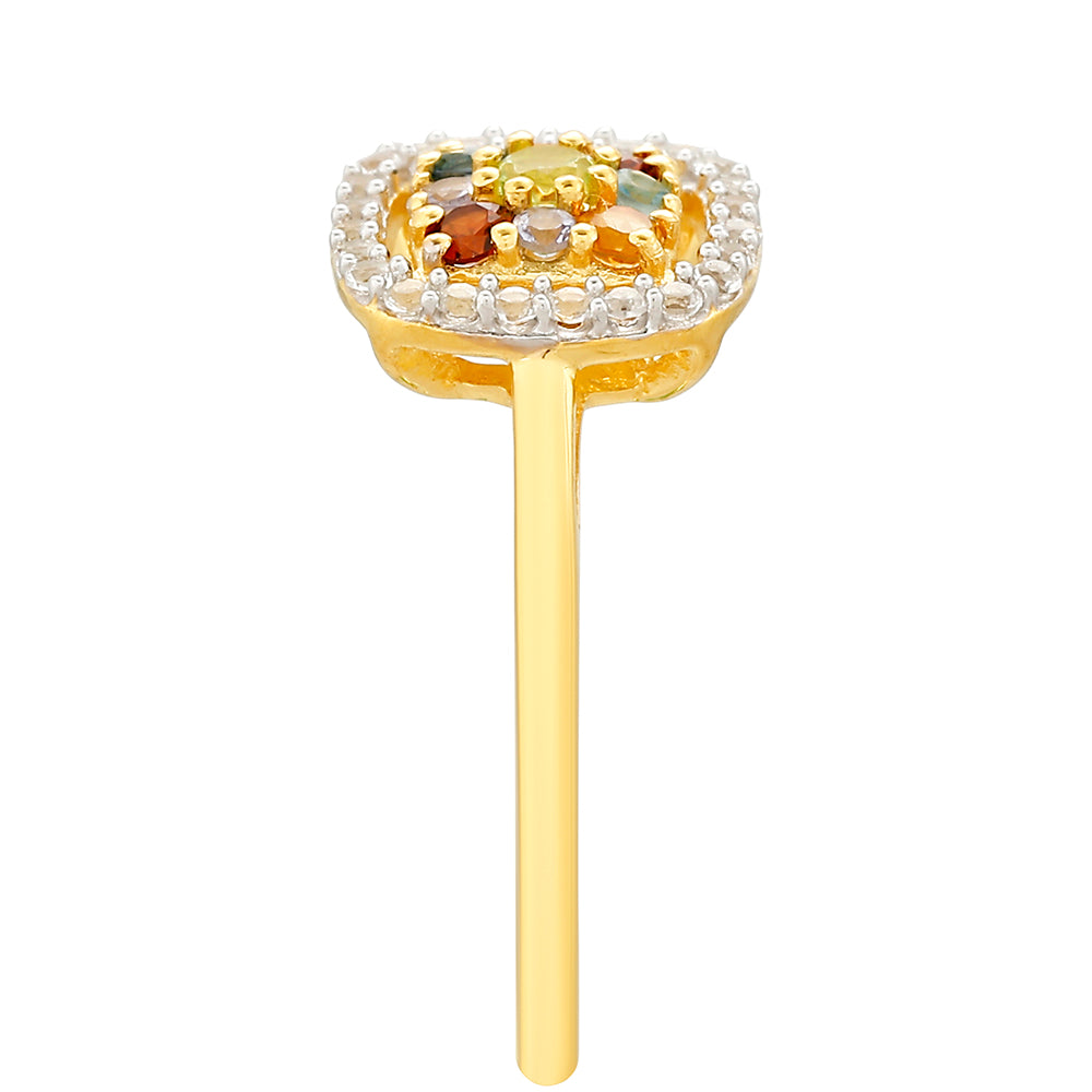 Goldplattierter Silberring mit Tansanit und Citrin aus Madeira