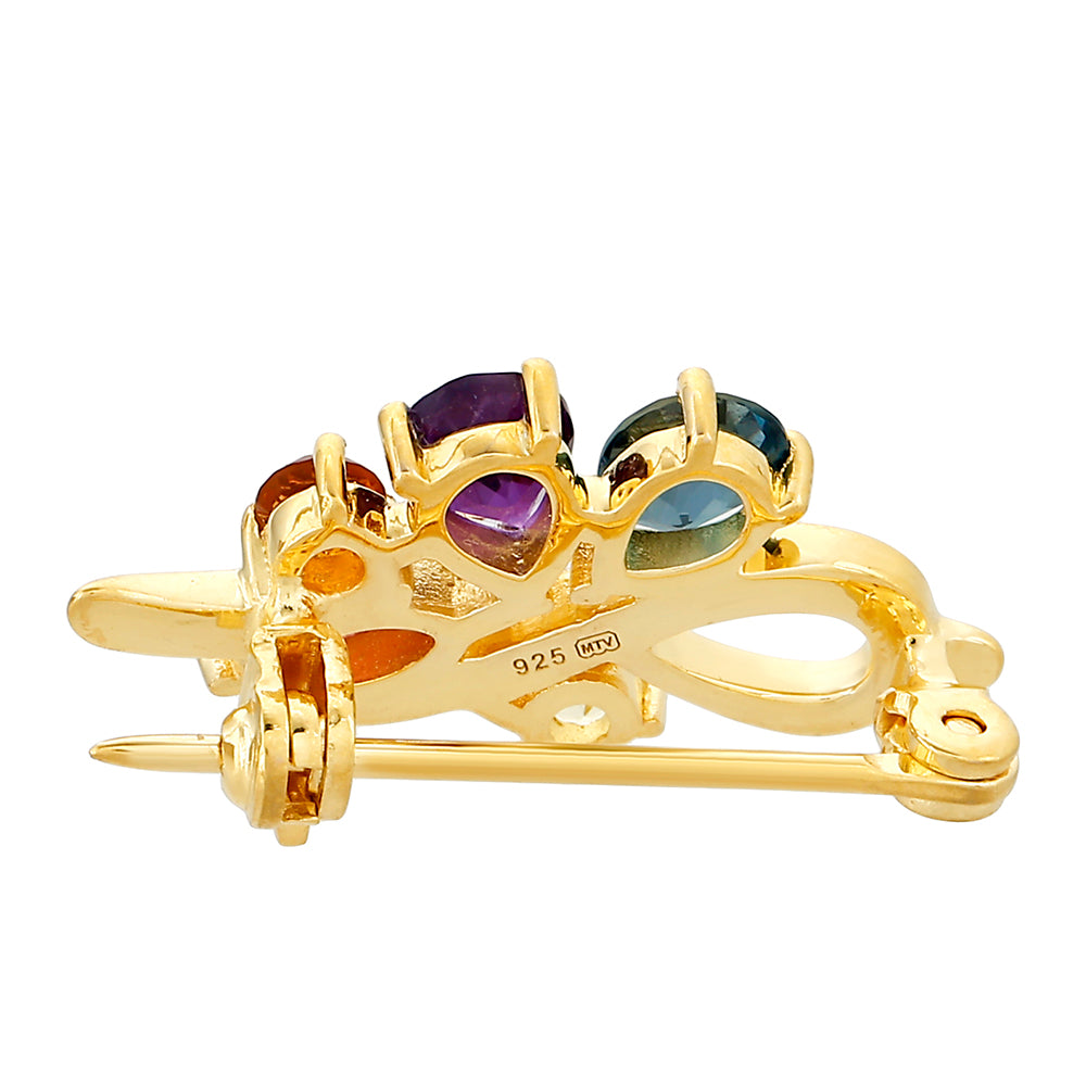 Goldplattierte Silberbrosche mit Amethyst und Citrin aus Madeira 2 