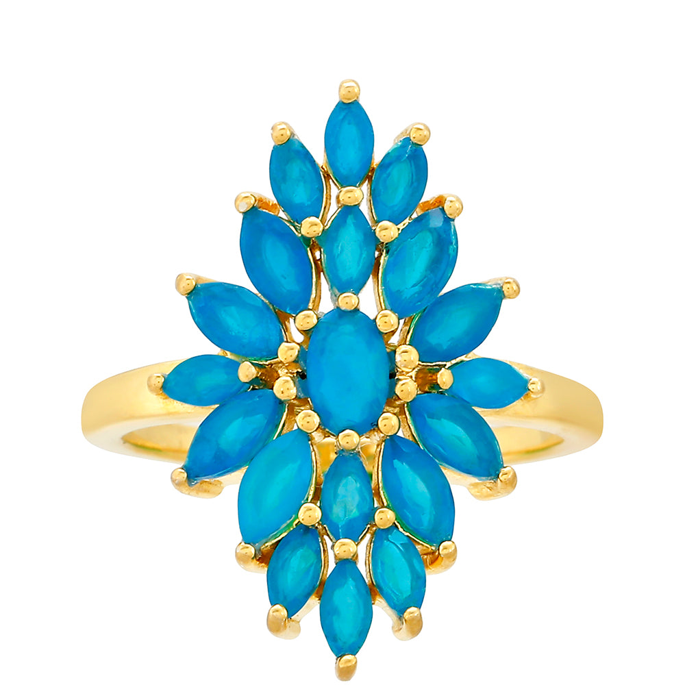 Goldplattierter Silberring mit äthiopischem Paraiba-Blauopal