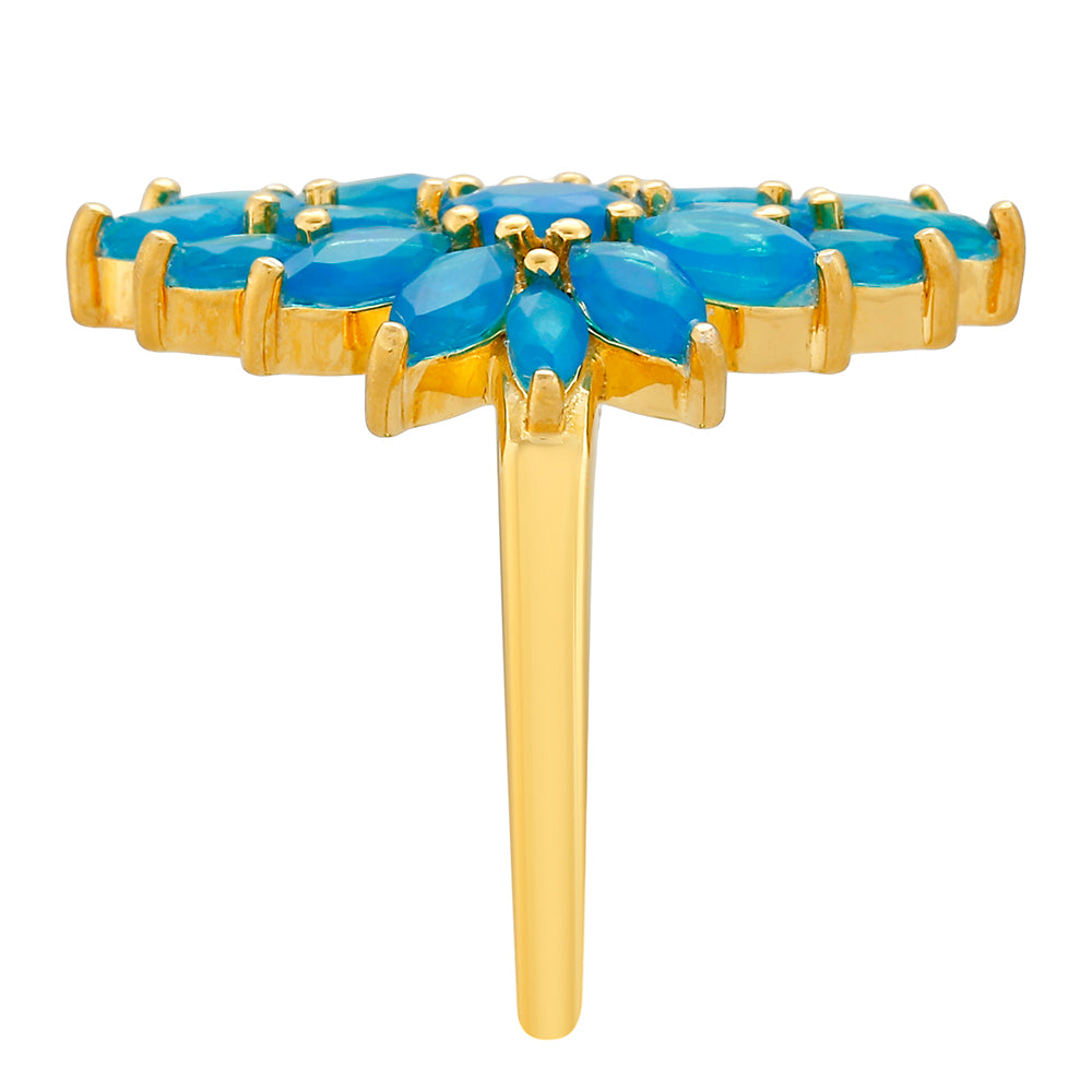 Goldplattierter Silberring mit äthiopischem Paraiba-Blauopal